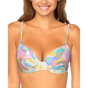 Raisins Moonshadow Underwire Push-Up Padded Bikini Top Small Multicolor NWT